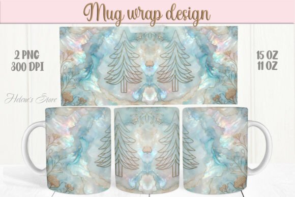 Blue Christmas Mug Wrap 11oz 15oz