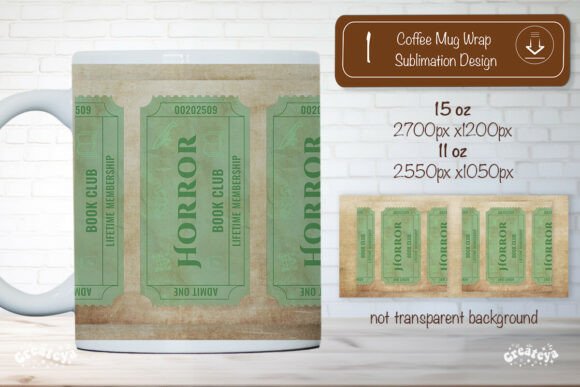 Book Club Ticket Mug Wraps PNG Bookish