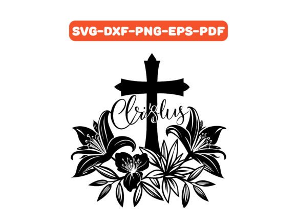 Christ Cross Floral Design SVG Vector