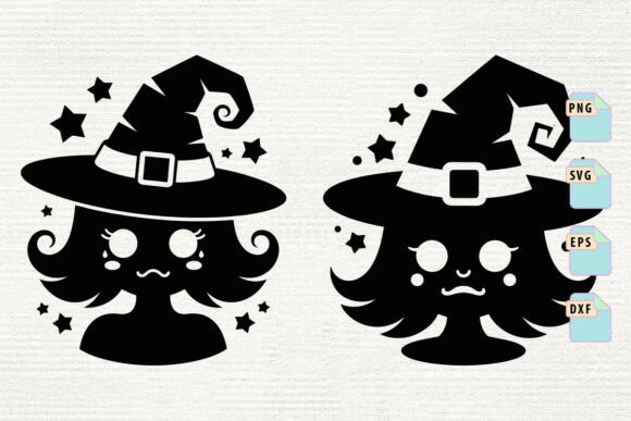 Cute Kawaii Witch in Hat Halloween Svg