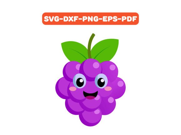 Cute Smiling Grape Cartoon SVG Vector