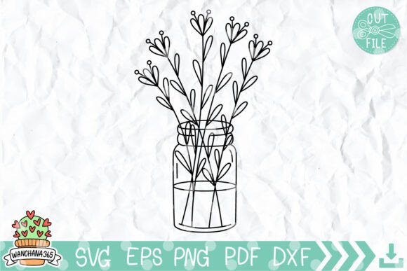 Mason Jar Flowers Svg Graphic